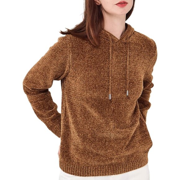 Women´s Chenille Sweater Hooded Pullover Casual Long...